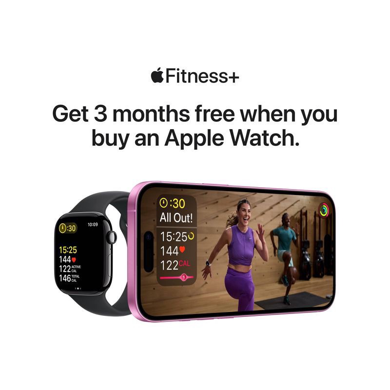 slide 10 of 10, Apple Watch Series 10 GPS 46mm Jet Black Aluminum Case with Black Sport Band - S/M, 1 ct