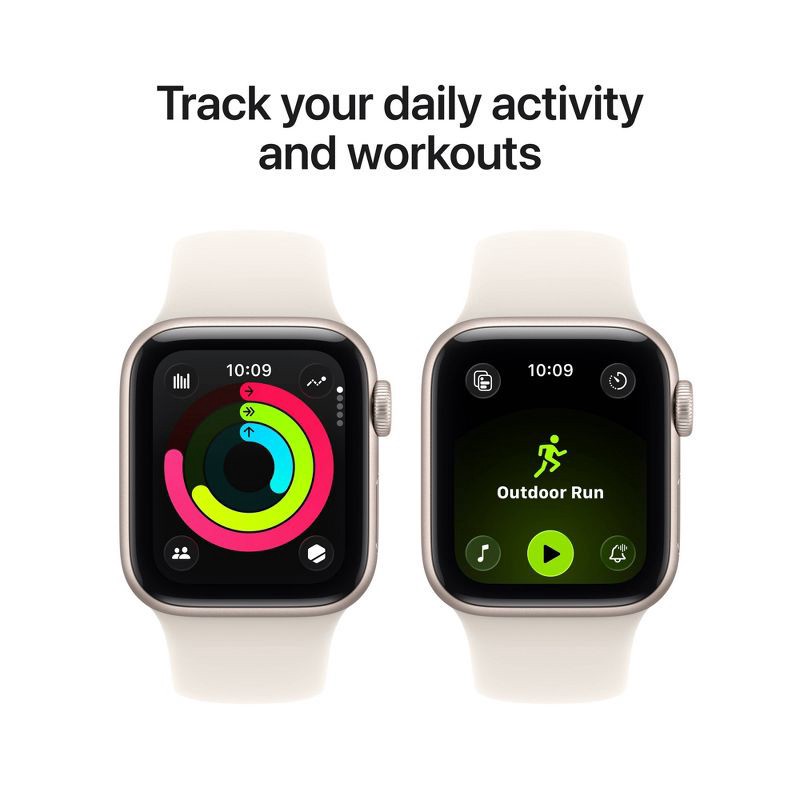 slide 6 of 10, Apple Watch SE 3 GPS + Cellular 40mm Starlight Aluminum Case with Starlight Sport Band - S/M, 1 ct