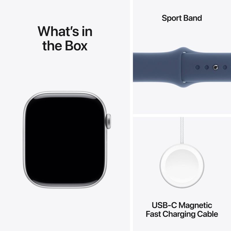 slide 9 of 10, Apple Watch Series 10 GPS 46mm Silver Aluminum Case with Denim Sport Band - M/L, 1 ct