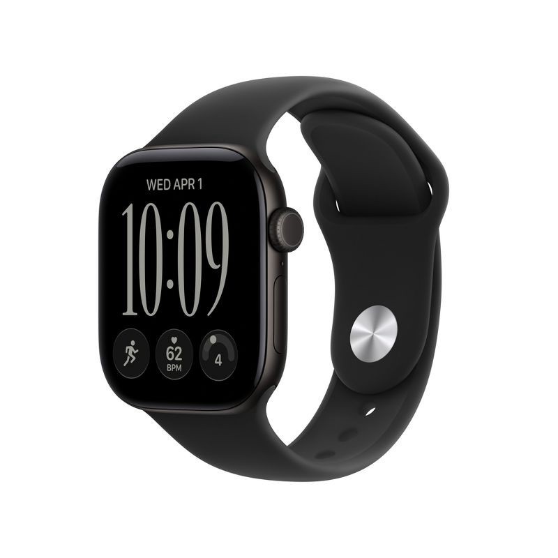 slide 1 of 10, Apple Watch Series 12 GPS 42mm Black Aluminum Case with Black Sport Band - S/M, 42 mm