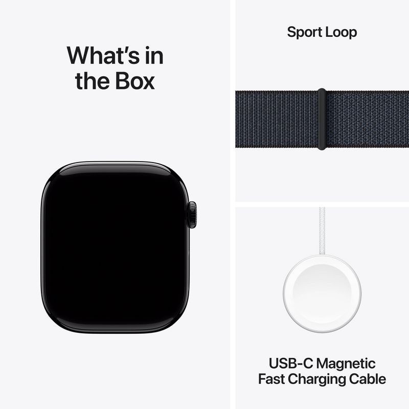 slide 9 of 10, Apple Watch Series 10 GPS 46mm Jet Black Aluminum Case with Ink Sport Loop, 1 ct