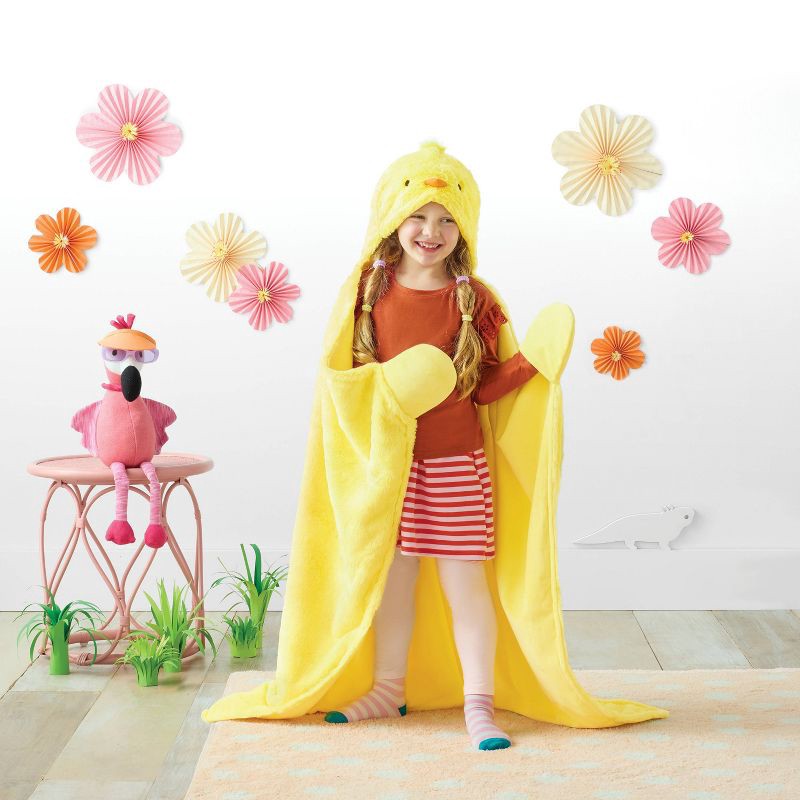 slide 2 of 3, Chick Hooded Kids' Blanket Yellow - Pillowfort™, 1 ct