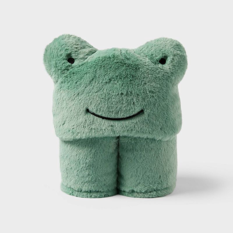 slide 3 of 3, Frog Kids' Hooded Blanket Green - Pillowfort™, 1 ct