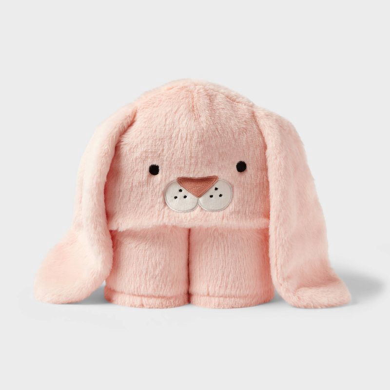 slide 3 of 3, Bunny Kids' Hooded Blanket Pink - Pillowfort™, 1 ct