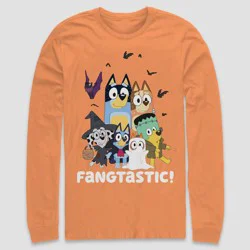 Men's Bluey Halloween Long Sleeve Graphic T-Shirt - Orange XL