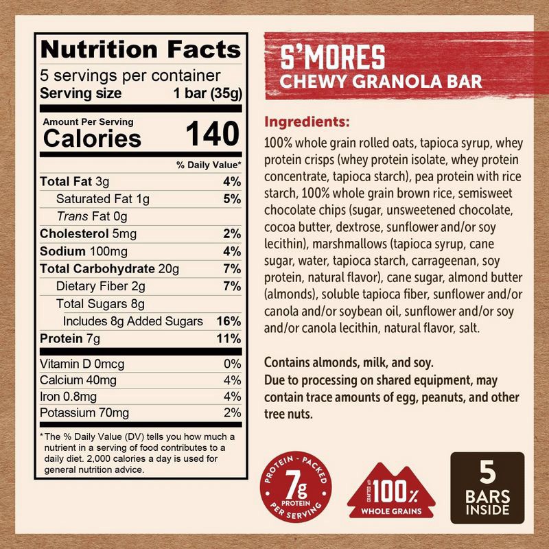 slide 5 of 7, Kodiak Cakes Kodiak S'Mores Chewy Bars - 6.17oz/5ct, 6.17 oz, 5 ct