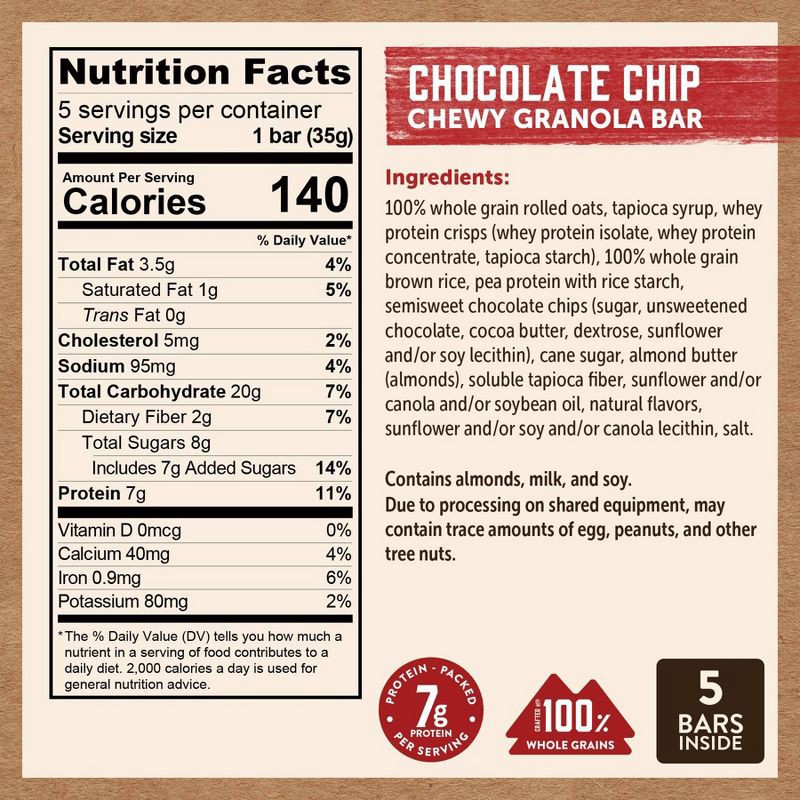 slide 2 of 9, Kodiak Cakes Kodiak Chocolate Chip Chewy Granola Bars - 6.17oz/5ct, 6.17 oz, 5 ct