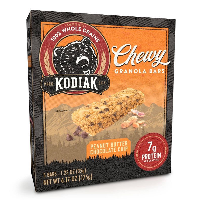 slide 3 of 8, Kodiak Cakes Kodiak Peanut Butter Chocolate Chip Granola Bars - 6.17oz/5ct, 6.17 oz, 5 ct