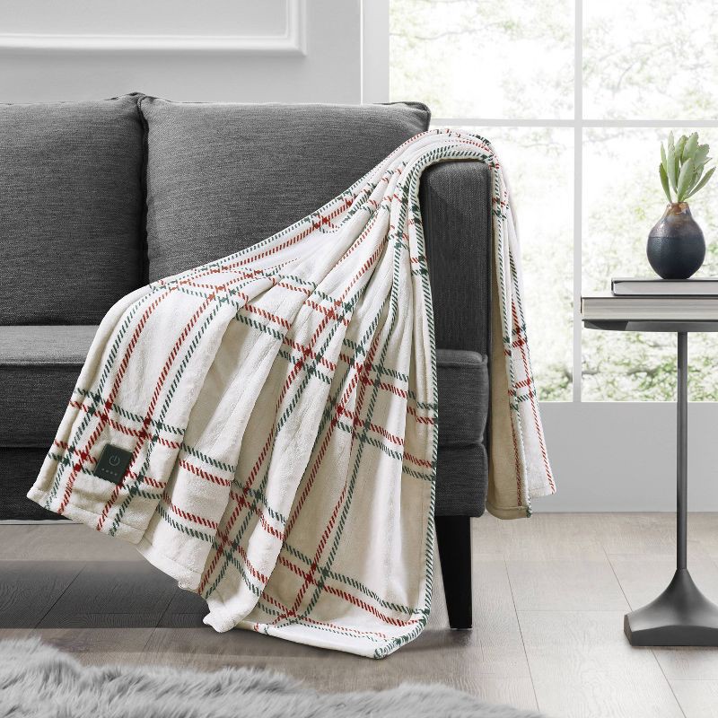 slide 5 of 7, Brookstone Heated Cozy Throw Light Holiday Windowpane, 1 ct