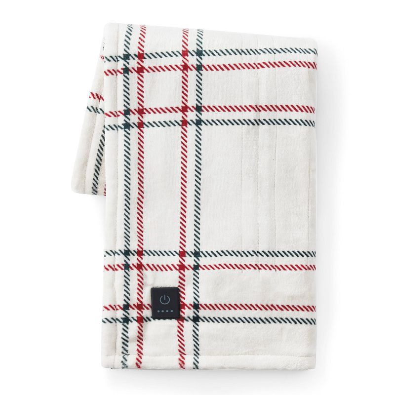 slide 6 of 7, Brookstone Heated Cozy Throw Light Holiday Windowpane, 1 ct