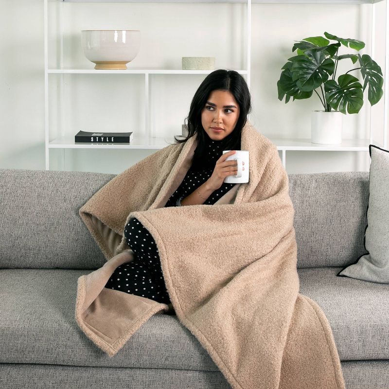 slide 1 of 6, Brookstone Heated Coziest Throw Boucle Brown, 1 ct