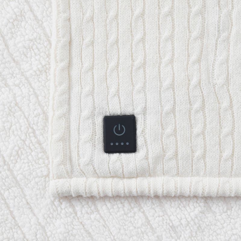 slide 2 of 6, Brookstone Heated Coziest Throw Sweater Knit Ivory, 1 ct