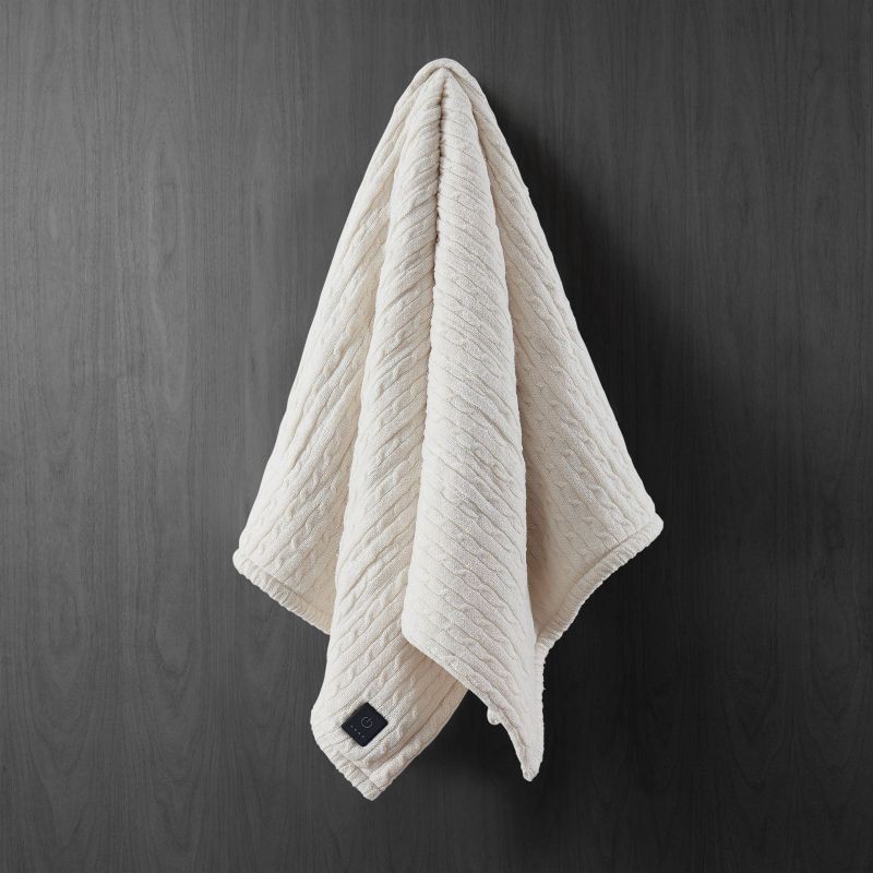 slide 3 of 6, Brookstone Heated Coziest Throw Sweater Knit Ivory, 1 ct