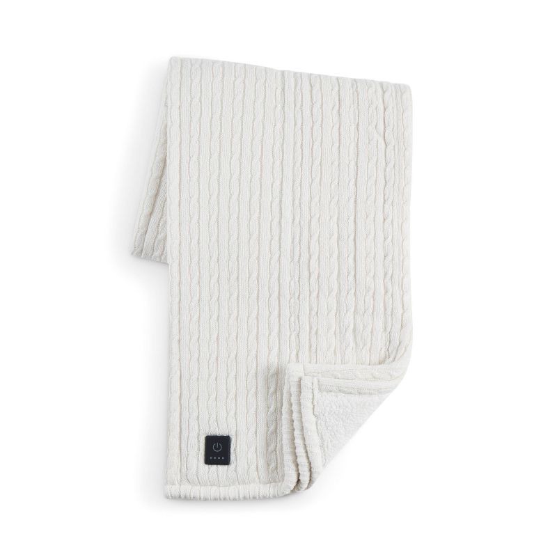 slide 6 of 6, Brookstone Heated Coziest Throw Sweater Knit Ivory, 1 ct