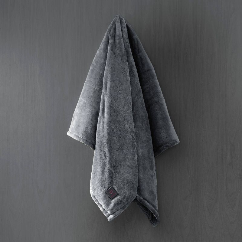 slide 3 of 6, Brookstone Heated Cozy Throw Gray Plush, 1 ct