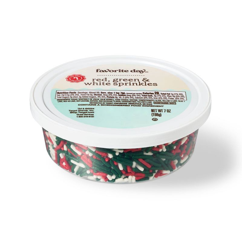 slide 2 of 3, Christmas Red, White, Green Sprinkle Tub - 7oz - Favorite Day™, 7 oz