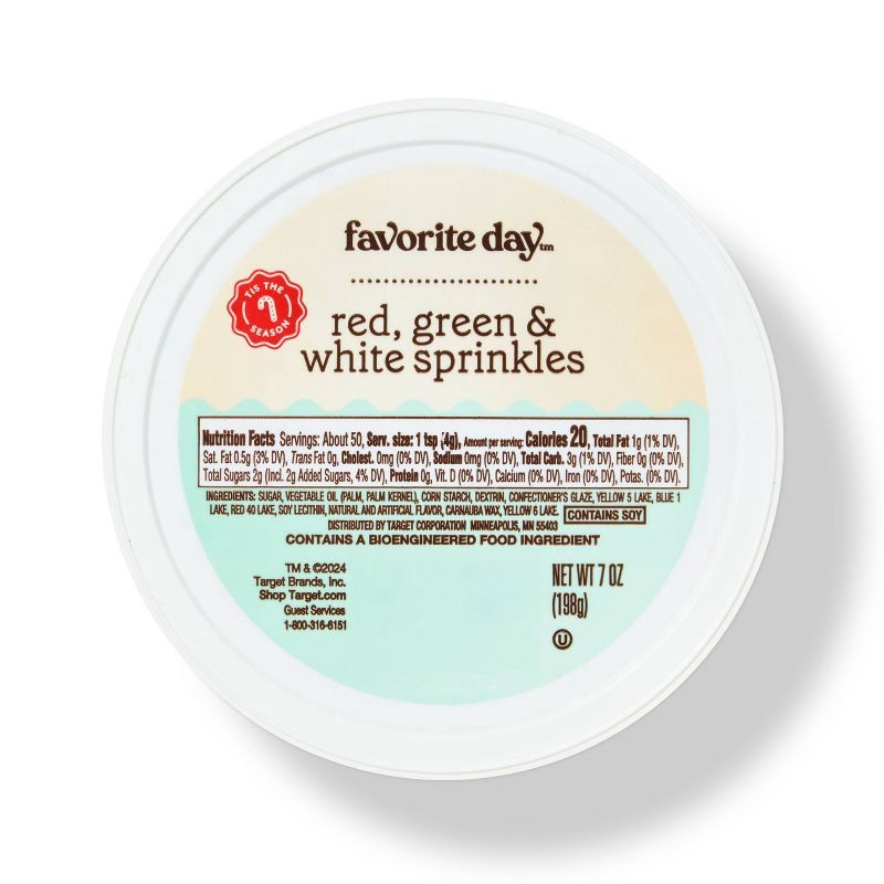 slide 1 of 3, Christmas Red, White, Green Sprinkle Tub - 7oz - Favorite Day™, 7 oz