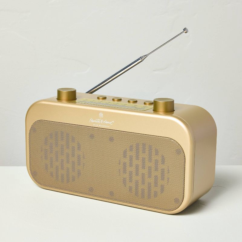 slide 3 of 5, Hearth & Hand with Magnolia Portable Brass Finish AM/FM Bluetooth Radio - Hearth & Hand™ with Magnolia, 1 ct
