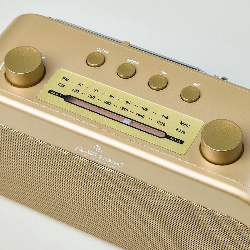 slide 4 of 5, Hearth & Hand with Magnolia Portable Brass Finish AM/FM Bluetooth Radio - Hearth & Hand™ with Magnolia, 1 ct