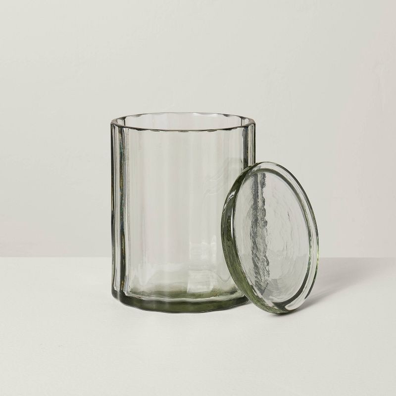 slide 4 of 4, Hearth & Hand with Magnolia Large Fluted Glass Bathroom Canister Light Green - Hearth & Hand™ with Magnolia, 1 ct
