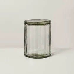 Hearth & Hand with Magnolia Large Fluted Glass Bathroom Canister Light Green - Hearth & Hand™ with Magnolia