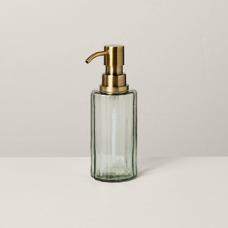 slide 1 of 4, Hearth & Hand with Magnolia Fluted Glass Bathroom Soap Pump Light Green - Hearth & Hand™ with Magnolia, 1 ct