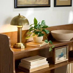 Hearth & Hand with Magnolia 11.5" Fluted Metal Rechargeable Library Table Lamp Brass (Includes LED Light Bulb) - Hearth & Hand™ with Magnolia