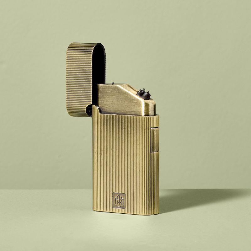 slide 1 of 4, Hearth & Hand with Magnolia Ribbed Brass Battery Rechargeable Thumb Lighter - Hearth & Hand™ with Magnolia, 1 ct