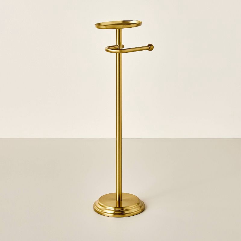 slide 3 of 3, Hearth & Hand with Magnolia 26" Brass Toilet Paper Stand Brushed Finish - Hearth & Hand™ with Magnolia, 1 ct