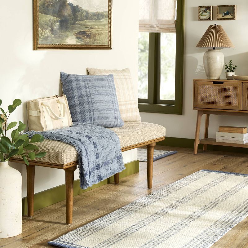 slide 2 of 3, Hearth & Hand with Magnolia Soft Woven Throw Blanket with Textured Border Blue - Hearth & Hand™ with Magnolia, 1 ct