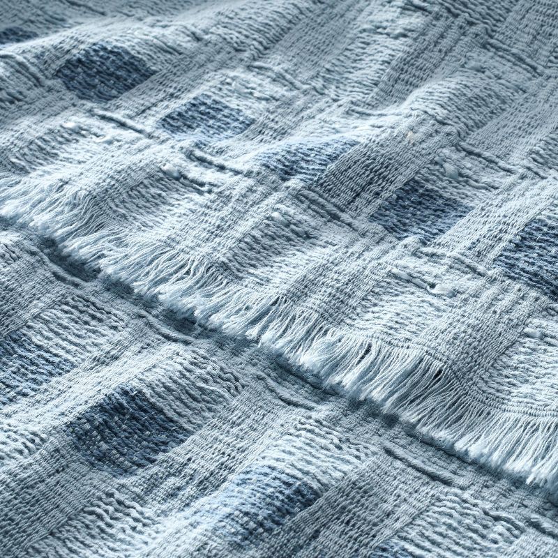 slide 3 of 3, Hearth & Hand with Magnolia Soft Woven Throw Blanket with Textured Border Blue - Hearth & Hand™ with Magnolia, 1 ct