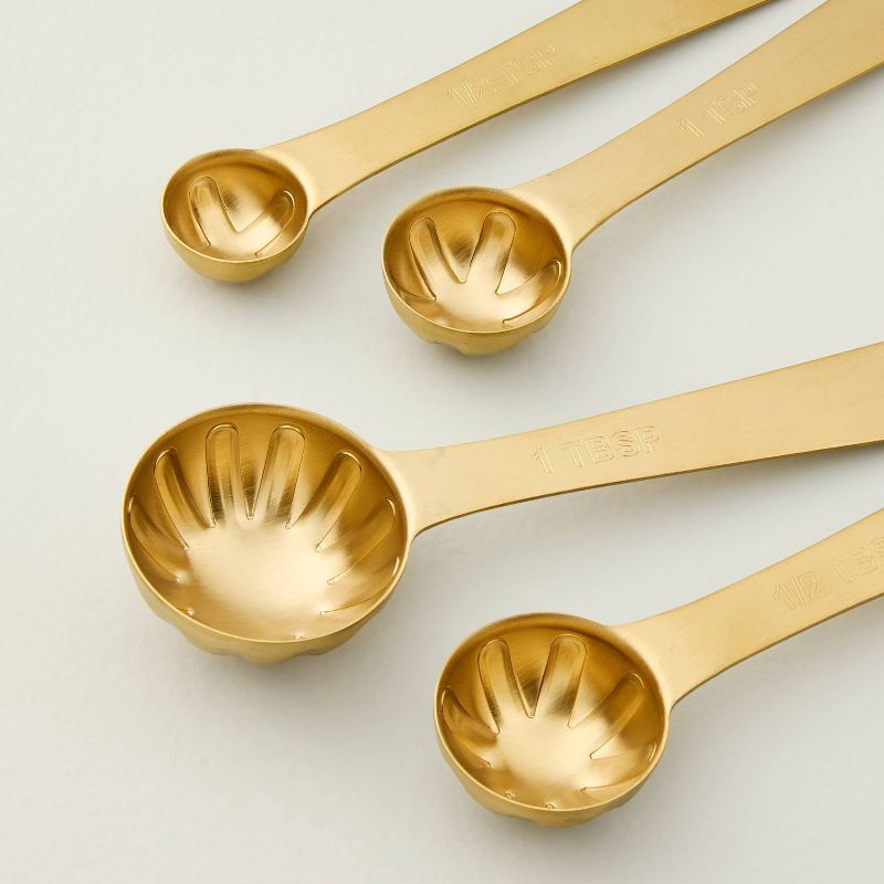 slide 3 of 3, Hearth & Hand with Magnolia 4pc Stainless Steel Measuring Spoons Vintage Brass Finish - Hearth & Hand™ with Magnolia, 4 ct