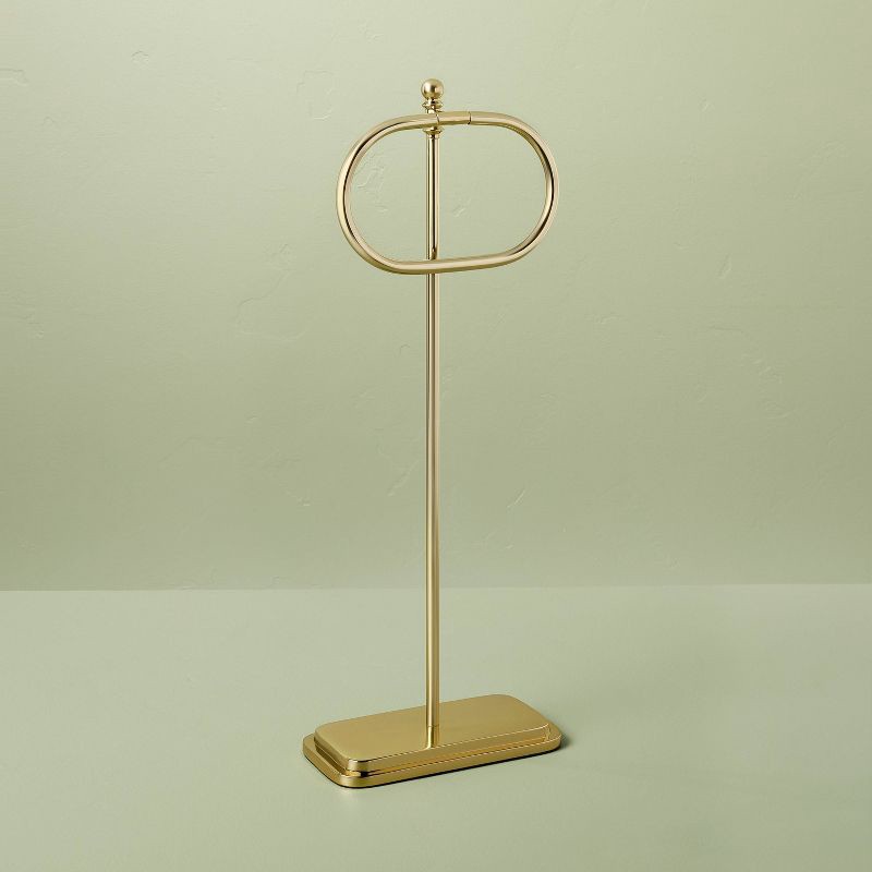 slide 3 of 3, Hearth & Hand with Magnolia Brass Bathroom Hand Towel Stand Antique Finish - Hearth & Hand™ with Magnolia, 1 ct