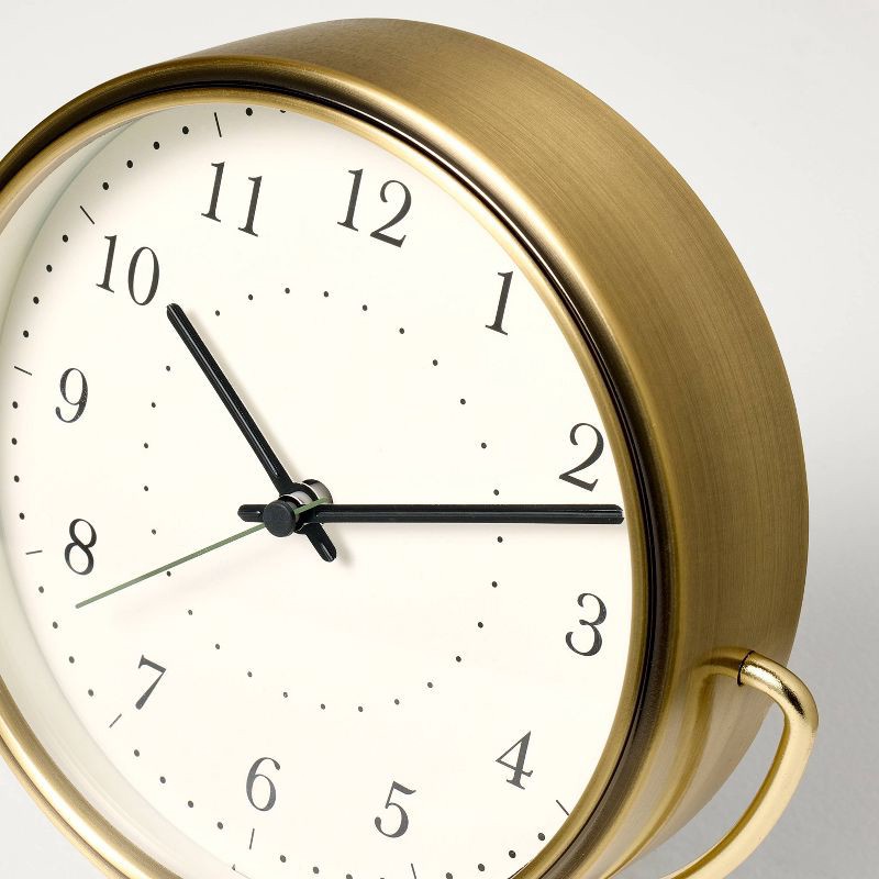 slide 3 of 3, Hearth & Hand with Magnolia Brass Analog Circular Pedestal Table Clock - Hearth & Hand™ with Magnolia, 1 ct