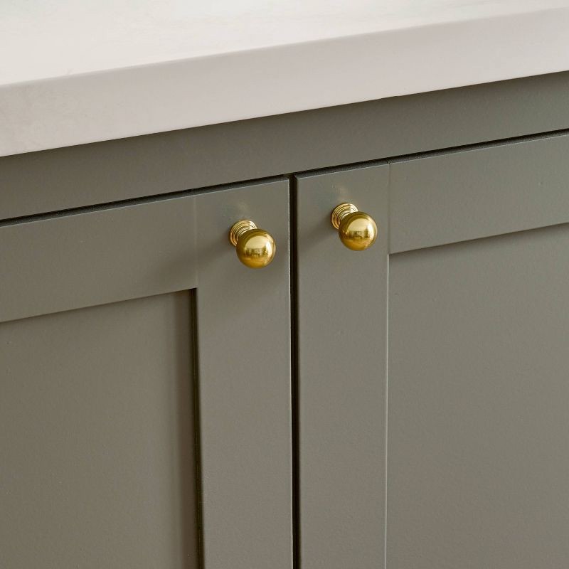 slide 3 of 4, Hearth & Hand with Magnolia Traditional Cabinet Knobs Brass (Set of 2) - Hearth & Hand™ with Magnolia, 1 ct