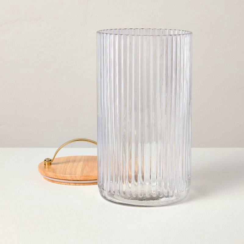 slide 4 of 4, Hearth & Hand with Magnolia 64oz Fluted Glass Storage Canister with Wood Lid - Hearth & Hand™ with Magnolia, 64 oz
