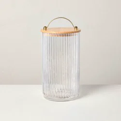 Hearth & Hand with Magnolia 64oz Fluted Glass Storage Canister with Wood Lid - Hearth & Hand™ with Magnolia