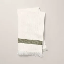 Hearth & Hand with Magnolia Textured Stripe Terry Hand Towel with Fringe Green/Cream - Hearth & Hand™ with Magnolia