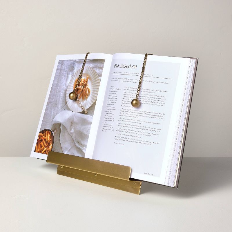 slide 4 of 4, Hearth & Hand with Magnolia Brass Cookbook Holder with Weighted Chains - Hearth & Hand™ with Magnolia, 1 ct