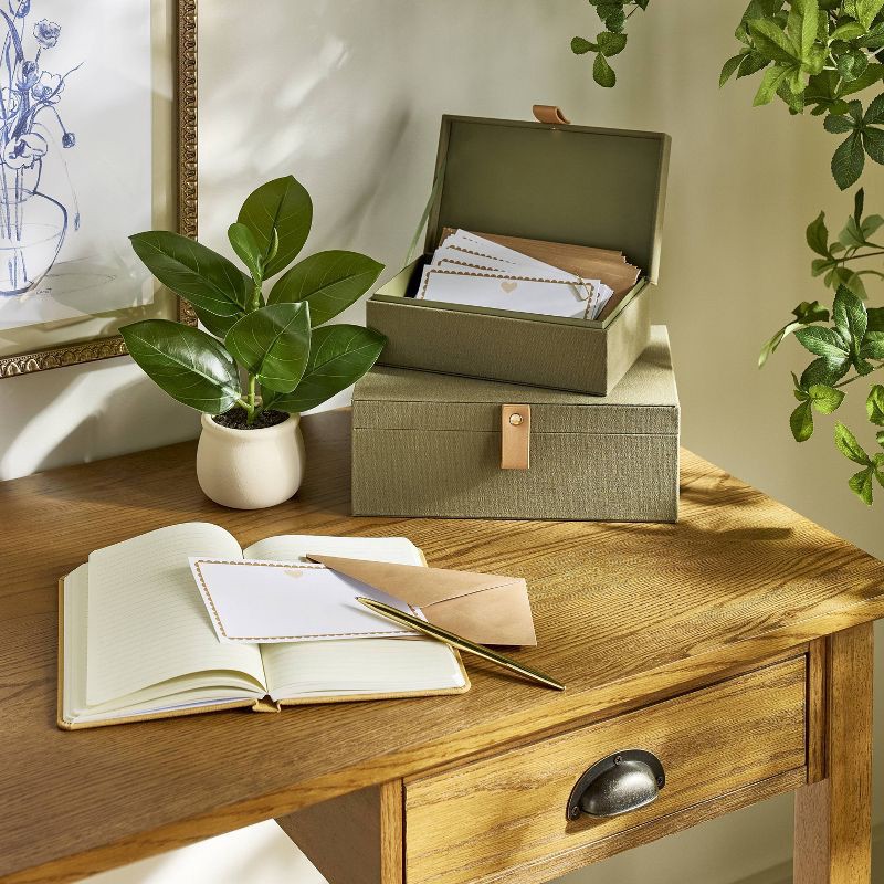 slide 2 of 4, Hearth & Hand with Magnolia Large Desk Storage Lidded Fabric Box Green - Hearth & Hand™ with Magnolia, 1 ct