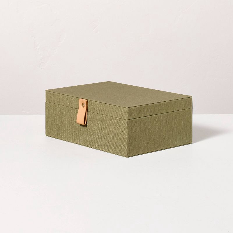 slide 1 of 4, Hearth & Hand with Magnolia Large Desk Storage Lidded Fabric Box Green - Hearth & Hand™ with Magnolia, 1 ct