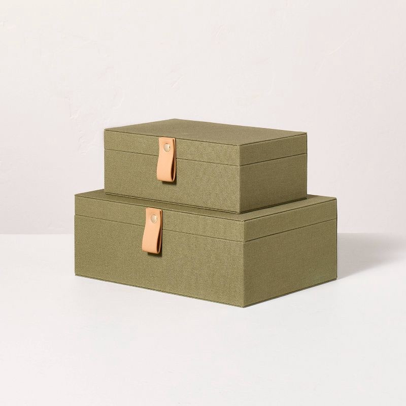 slide 3 of 4, Hearth & Hand with Magnolia Large Desk Storage Lidded Fabric Box Green - Hearth & Hand™ with Magnolia, 1 ct