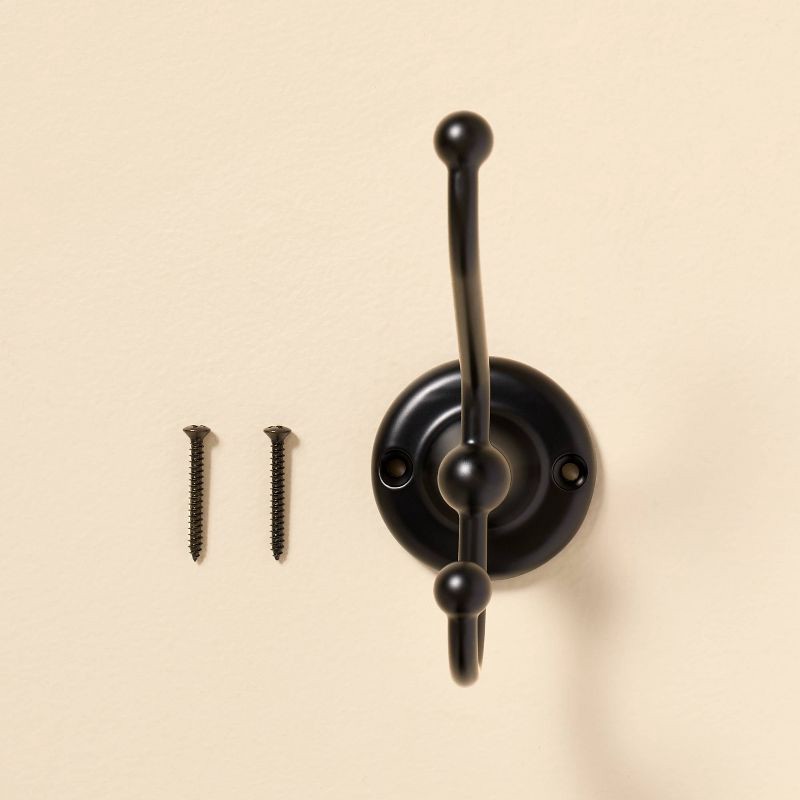slide 3 of 3, Hearth & Hand with Magnolia Vintage Double Wall Hook Matte Black - Hearth & Hand™ with Magnolia, 1 ct