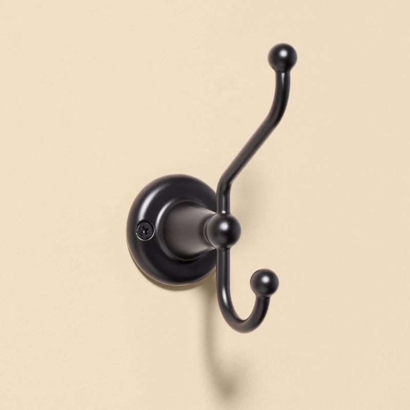 slide 1 of 3, Hearth & Hand with Magnolia Vintage Double Wall Hook Matte Black - Hearth & Hand™ with Magnolia, 1 ct