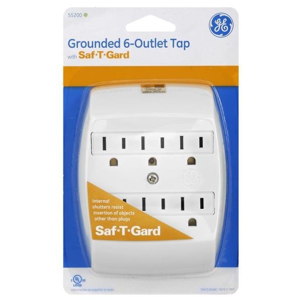 slide 1 of 1, GE Grounded 6-Outlet Tap with Saf-T-Gard, 1 ct