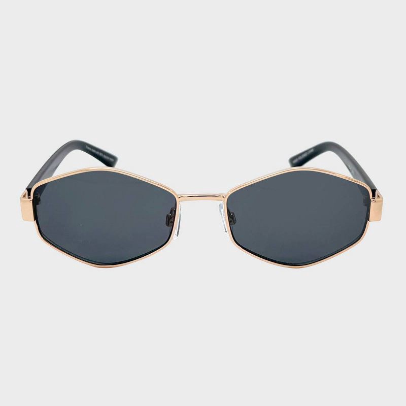 slide 1 of 2, Oval Metal Plastic Combination Sunglasses - Wild Fable™ Gold: Adjustable Nose Pads, Maximum UV Protection, Recycled Metal Frame, 1 ct