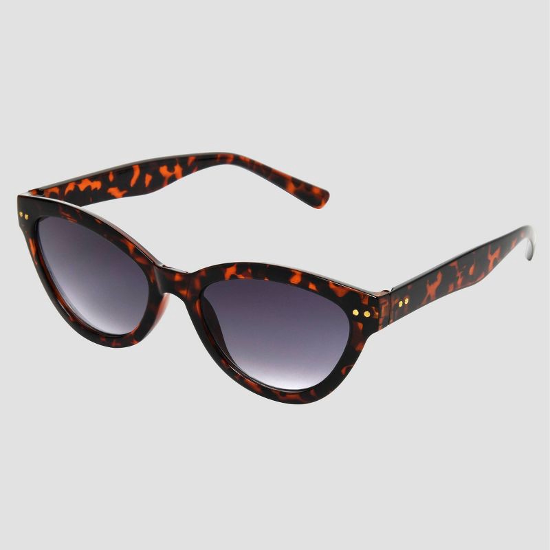 slide 2 of 2, Women's Plastic Cateye Sunglasses with Gradient Lenses - Universal Thread™ Brown/Tortoise Print: Scratch-Resistant, UV Protection, 1 ct