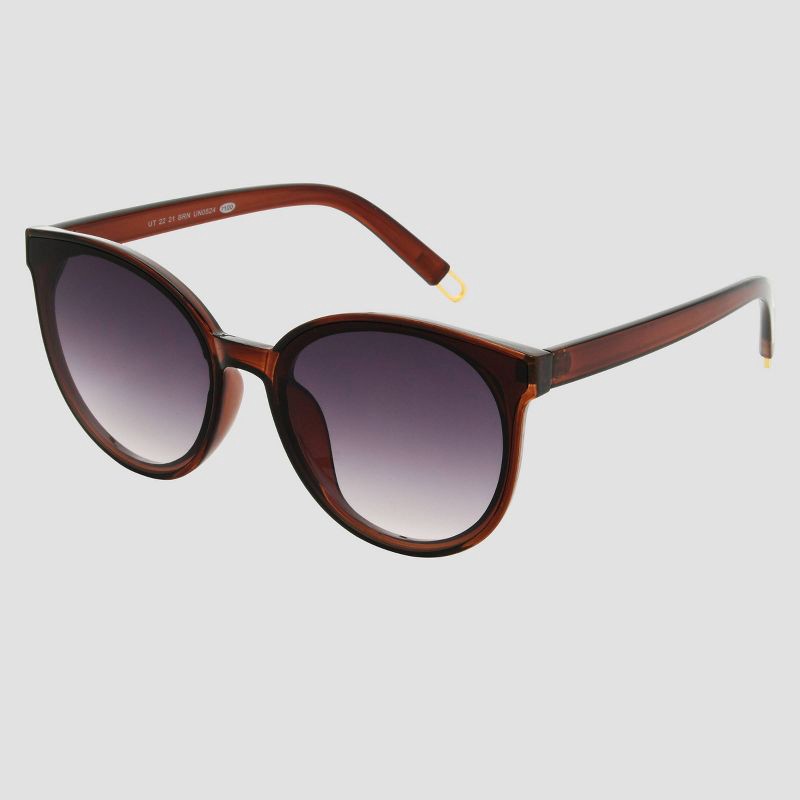 slide 2 of 2, Women's Plastic Round Sunglasses with Gradient Lenses - Universal Thread™ Brown: UV Protection, Scratch-Resistant, 1 ct