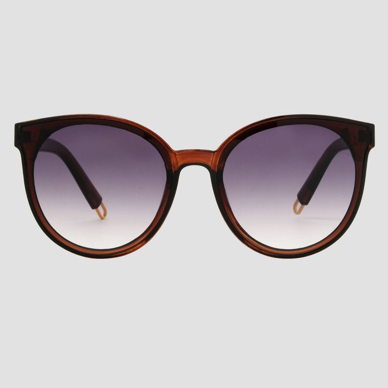 slide 1 of 2, Women's Plastic Round Sunglasses with Gradient Lenses - Universal Thread™ Brown: UV Protection, Scratch-Resistant, 1 ct