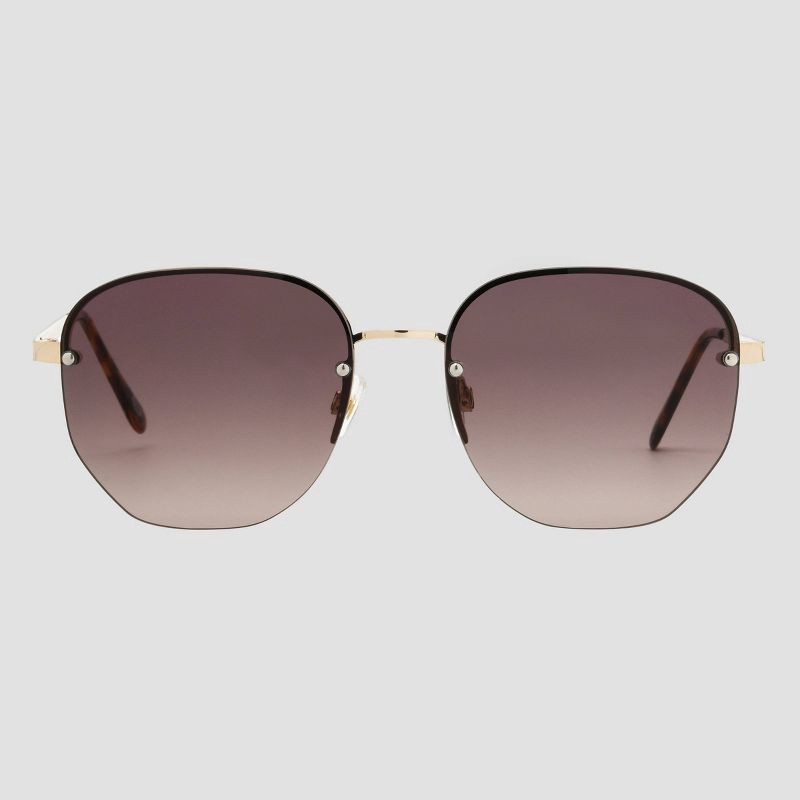 slide 1 of 2, Women's Metal Round Sunglasses with Gradient Lenses - Universal Thread™ Gold: Scratch-Resistant, UV Protection, 1 ct